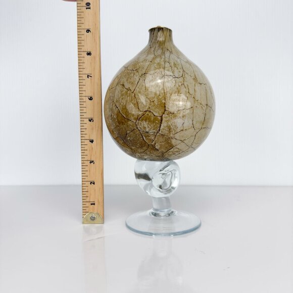 KROSNO Poland VTG Jozefina Hand Blown Art Glass Marble Beige Snail Stem Oil Lamp - Picture 14 of 14